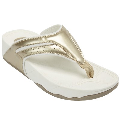 Comfortview Women's Wide Width The Sporty Thong Sandal, 7 W - Gold