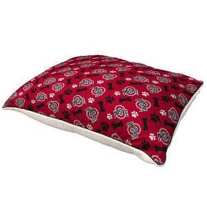 NCAA Ohio State Buckeyes Bones Repeat Faux Shearling Pet Bed - 1 of 2