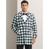 Lars Amadeus Men's Houndstooth Double Breasted Plaid Pattern Winter Long Coat - 2 of 4