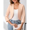 Womens Cropped Blazer Casual Business 3/4 Sleeve Collarless Open Front Cardigan Work Jacket Shrug - 2 of 4