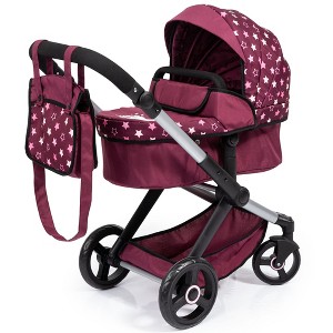 Bayer: Pram Xeo - Burgundy, White Stars, Unicorn - Dolls Up to 18", Shoulder Bag, Convertible to Pushchair, Foldable, Kids Toy, Ages 3+ | - 1 of 4