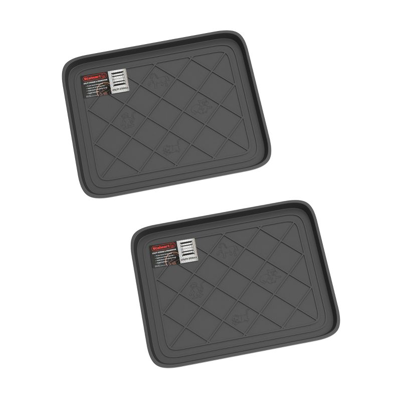 Fleming Supply All Weather Small Plastic Boot Tray - Dark Gray, Set of 2, 1 of 7