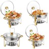 MilleLoom Chafing Dish Buffet Set , 5QT Food Servers and Warmers Stainless Steel Round Chafing Dishes with Glass Lid & Lid Holder for Parties - 2 of 4