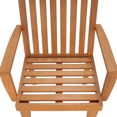 Eucalyptus Wood Dining Armchair with Beige Cushion