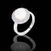 Slickblue Double Halo Pearl Cocktail Ring for Women, Hematite or Silver Finish, Freshwater Pearl, CZ Accents, Sizes 5-10 - 3 of 4