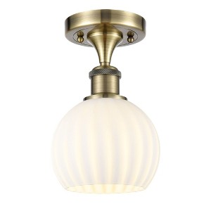 White Venetian - 1 Light Semi-Flush Mount In Modern Style-9.25 Inches Tall and 6 Inches Wide - 1 of 1