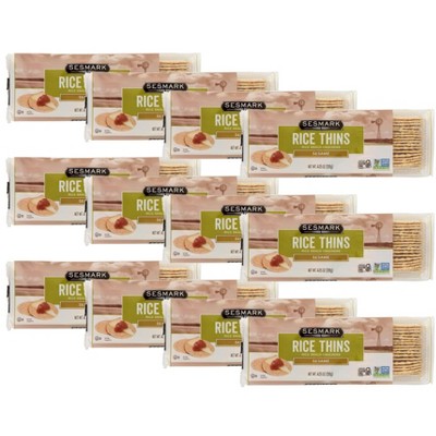 Sesmark Rice Thins Sesame Snack Crackers - Case of 12/4.25 oz