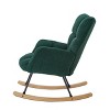 Gulches Green Teddy Fabric Tufted Glider Rocking Chair, Metal Frame & Rubber Wood Legs, 300 lbs Capacity for Living Room & Bedroom - 3 of 4