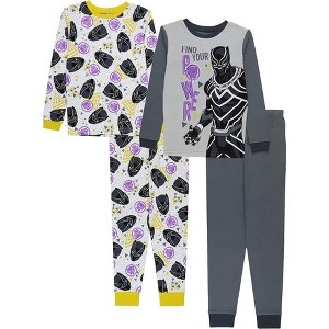 Marvel Little/Big Boy's 4-Piece Black Panther Cotton Pajama Sets - 1 of 3