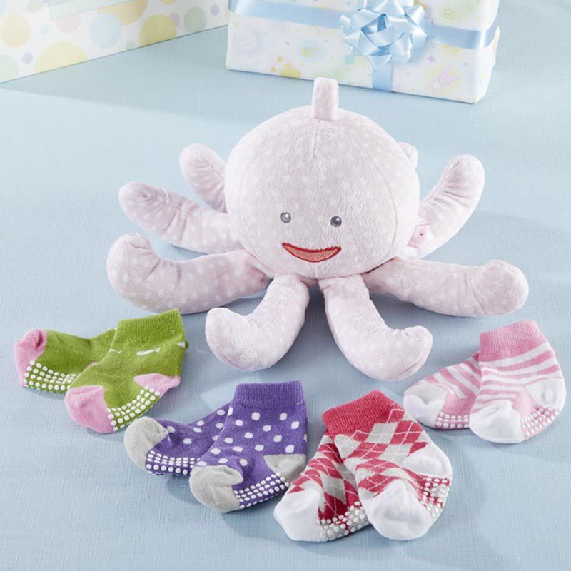 Baby Aspen "Mrs. Sock T. Pus" Plush Plus Octopus with 4 Pairs of Socks (Pink) | BA15004PK, 3 of 7