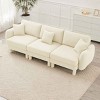 Modern Boucle 3-Seater Sectional Sofa, Sculptural Style Couch with Armrests and Cylindrical Legs, Fabric Couch with Plush Cushion-Coolbibila - 3 of 4