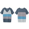 Womens V Neck Lightweight Crochet Sweater Color Block Pullover Sweater Summer T Shirts 2024 - 3 of 4