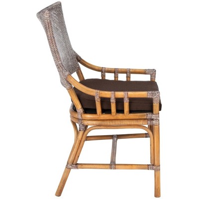 Donatella Brown Rattan and Cane Arm Chair