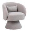 NicBex Faux Fur/Linen Swivel Accent Chair with Wooden Base,Modern Round Barrel Chair,Armchair for Bedroom,Reading Room - 4 of 4