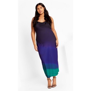 CITY CHIC | Women's Plus Size  Ombre Cowl Dress - peacock - 18W - 1 of 4