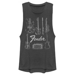 Juniors Womens Fender Guitar Chart Festival Muscle Tee - 1 of 4