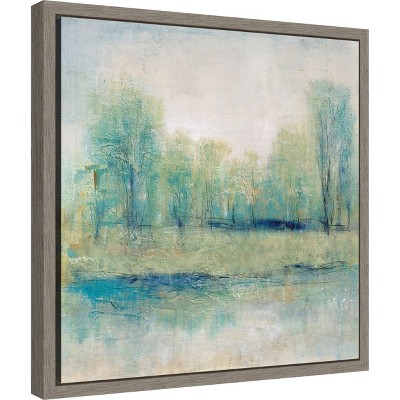 Seclusion Forest II Abstract Landscape Canvas Print with Gray Frame