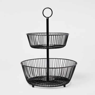 Oceanstar 2-tier Storage Kitchen Wire Basket Stand, Black : Target