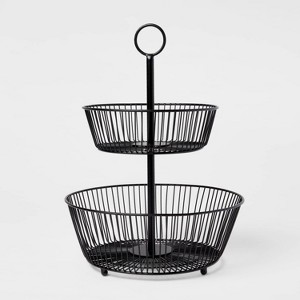 Iron Wire 2-Tier Fruit Basket Black - Threshold™ - 1 of 3