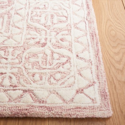 Ivory and Pink Hand-Tufted Wool Floral Area Rug