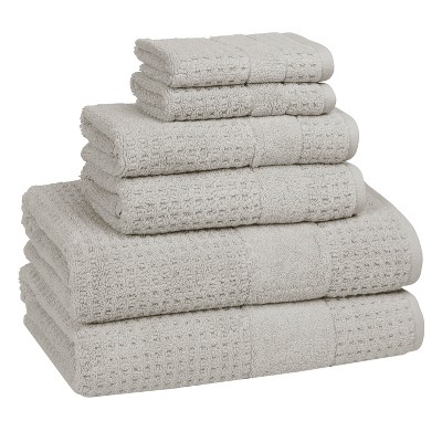6pc Checkered Bath Towel Set Gray - Cassadecor
