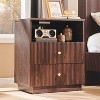 SinCiDo Nightstand w/Charging Station, 21.65" Modern Fluted Bedside Table w/2 Storage Drawers & Open Shelf, Wood End Table for Bedroom - 3 of 4
