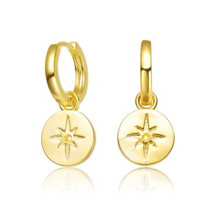 Guili 14K Gold Plated Bar Drop Hoop Earrings Designed for Elegant Jewelry Enthusiasts Featuring a Sleek and Sparkling Look for All Occasions - 1 of 3