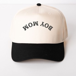 3D Puff Embroidered Boy Mom Upside Down Arch - Women's Canvas Trucker Hat - 1 of 3