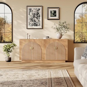 Acekool 63" Modern Farmhouse Sideboard Buffet Cabinet with Arch Doors, Storage Console for Dining Room - 1 of 4