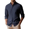 COOFANDY Men's Oxford Shirts Long Sleeve Casual Button Down Shirts Band Collar Dress Shirt with Pocket - 2 of 4