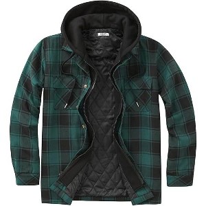 COOFANDY Men's Flannel Shirt Jacket Warm Quilted Lined Hooded Long Sleeve Plaid Shirt Jackets - 1 of 4