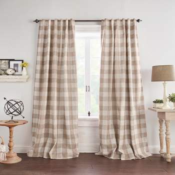 Grainger Buffalo Check Lined Room Darkening Single Window Curtain Panel - Elrene Home Fashions
