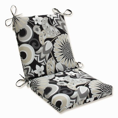 Outdoor/Indoor Sophia Graphite Squared Corners Chair Cushion - Pillow Perfect: Weather-Resistant, Ties