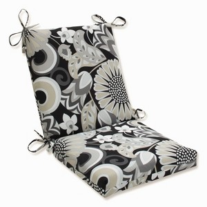Outdoor/Indoor Sophia Graphite Squared Corners Chair Cushion - Pillow Perfect: Weather-Resistant, Ties - 1 of 4