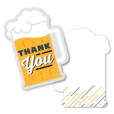 Big Dot of Happiness Cheers and Beers Happy Birthday - Shaped Thank You Cards - Birthday Party Thank You Note Cards with Envelopes - Set of 12