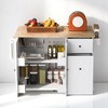 53.9" Rolling Kitchen Island Cart with Drop Leaf, 3-Tier Pull-Out Organizer, Internal Storage Racks,Towel Rack & Lockable Wheels, Kitchen Cabinets - 3 of 4