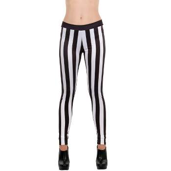 HalloweenCostumes.com One Size Fits Most Women Black and White Striped Leggings for Women, Black/White