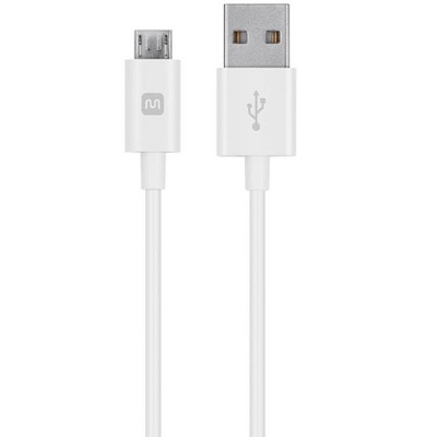 Monoprice USB-A to Micro B Cable - 0.5 Feet - White, Polycarbonate Connector Heads, 2.4A, 22/30AWG - Select Series