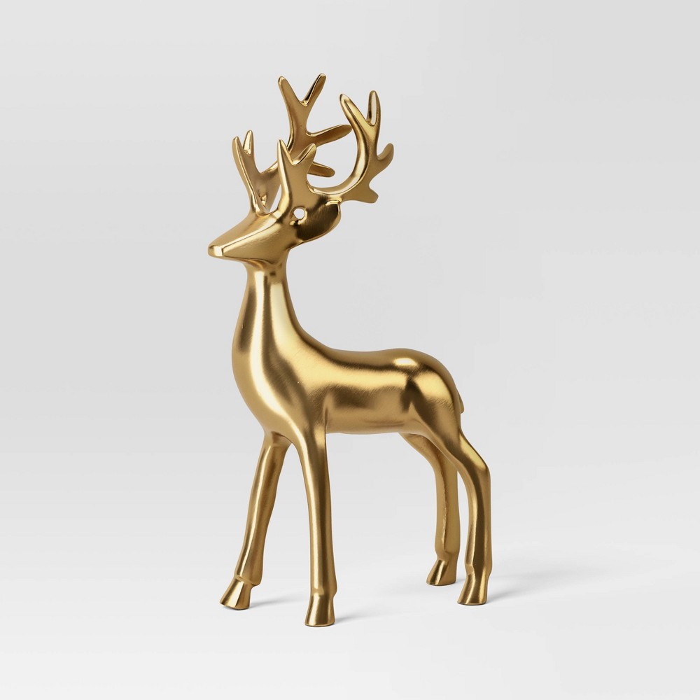 Photos - Other Decoration Christmas Standing Deer Gold - Threshold™