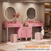 Besiost Reversible Vanity Desk with Wooden Drawers and Charging Station - 4 of 4