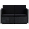 vidaXL 2 Seater Patio Sofa with Cushions Black Poly Rattan - 2 of 4