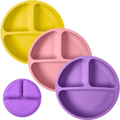 WeeSprout Silicone Plates for Babies & Toddlers 100% Food-Grade Baby Plates Divided Design, 3 Pack