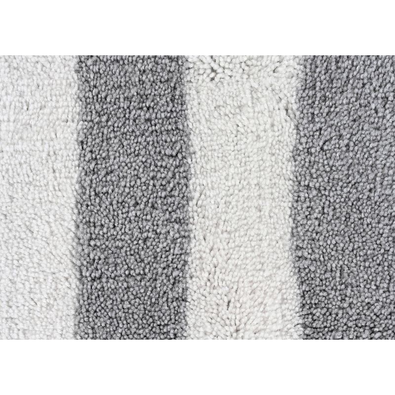 2pc Striped Washable Bathroom Rug Set Platinum Gray/White - Garland Rug, 4 of 8