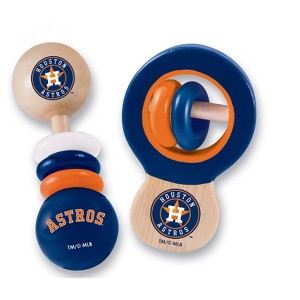 BabyFanatic Wood Rattle 2 Pack - MLB Houston Astros Baby Toy Set - 1 of 4