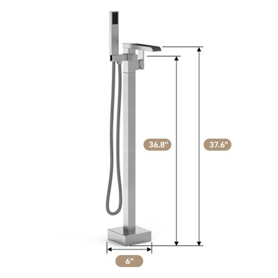 Brushed Nickel Freestanding Bathtub Faucet with Waterfall Spout