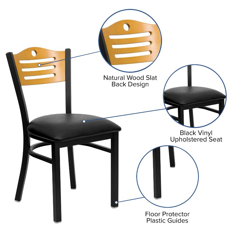 Flash Furniture Black Slat Back Metal Restaurant Chair, 4 of 12