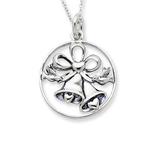 Black Bow Jewelry Rhodium Plated Sterling Silver Wedding Day Bliss Necklace, 18 Inch - 1 of 4