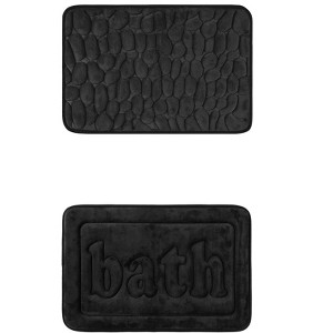 Unique Bargains 2Pcs Memory Foam Water Absorbent Quick Dry Non-Skid Bottom Soft Bathroom Rugs - 1 of 4