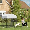 PawHut Outdoor Dog Kennel, Welded Wire Dog Run with 360° Rotating & 4 Levels Adjustable Bowls, Waterproof & UV Resistant Cover, 3.9' x 3.9' x 4.5' - 3 of 4