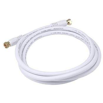 Monoprice Coaxial Cable - 6 Feet - White | RG6 Quad Shield CL2 with F Type Connector, 75 Ohm 18AWG